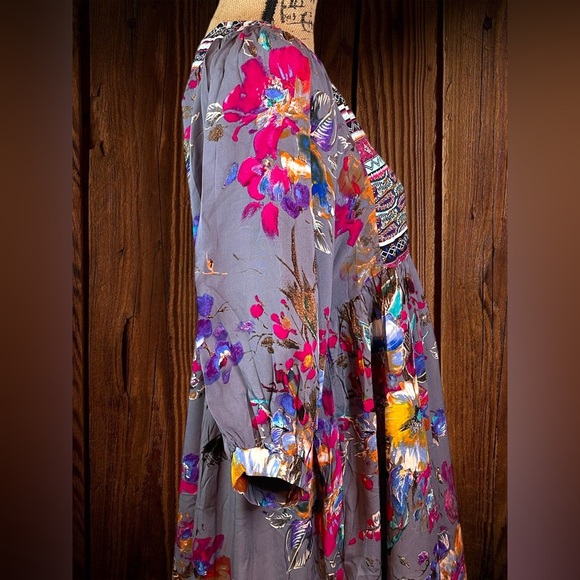 Umgee Floral Print Peasant Dress Boho - Picture 4 of 5